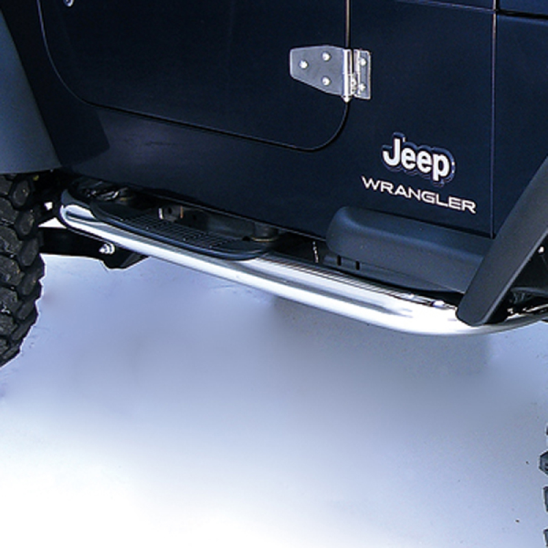 Jeep Wrangler TJ Side Steps - Rugged Ridge - 3-Inch Round Stainless - `97-`06